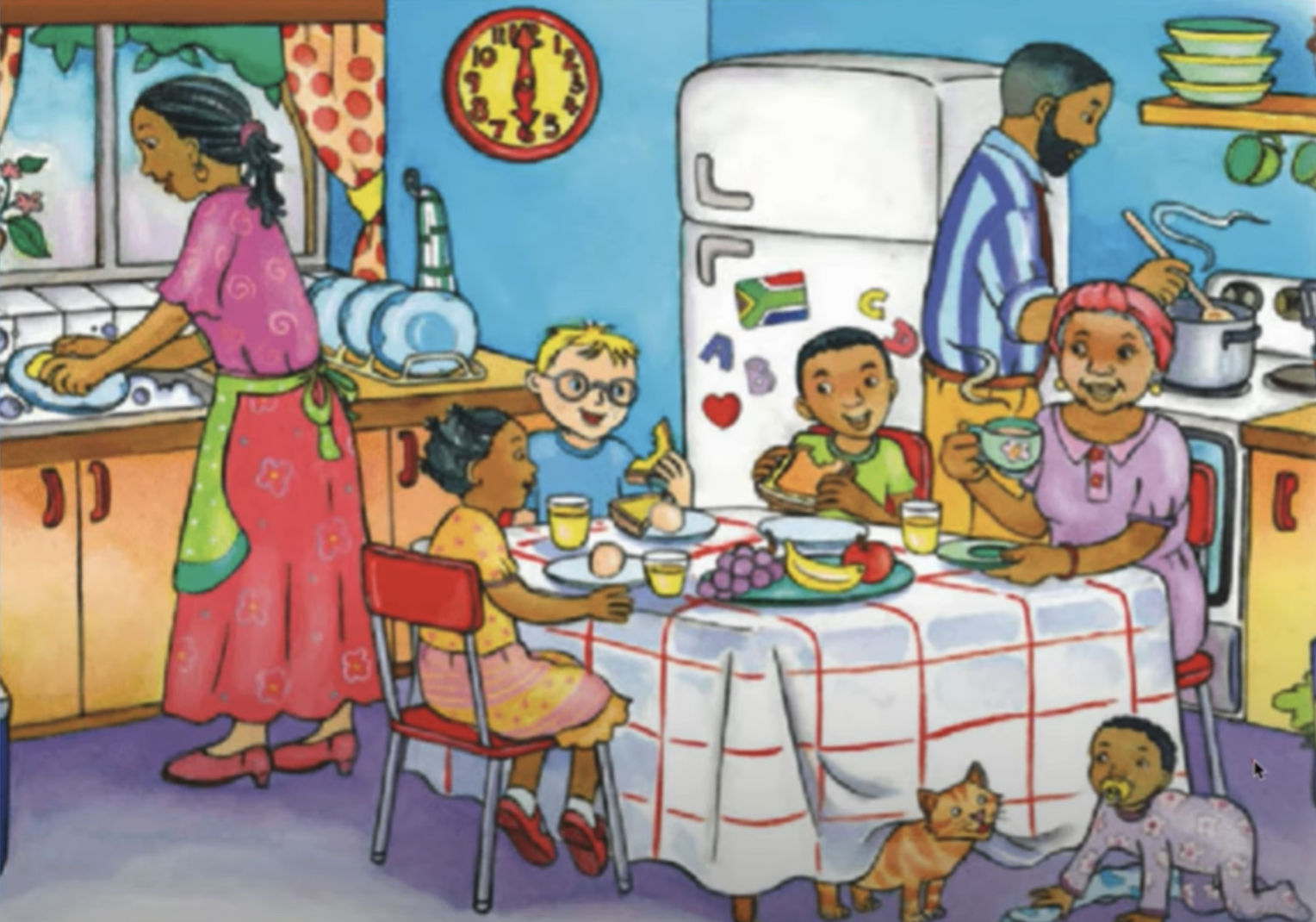 Family eating breakfast